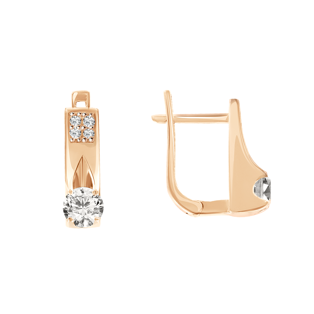 Exquisite Ohrhänger, Russisches Rotgold 585, mit 10 Zirkonia, Höhe ca. 15 mm
